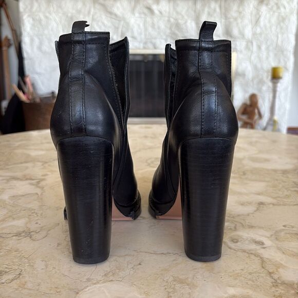 Jeffrey Campbell Who's Next Block Heel Cut Out Sides Leather Ankle Boots - Picture 10 of 14